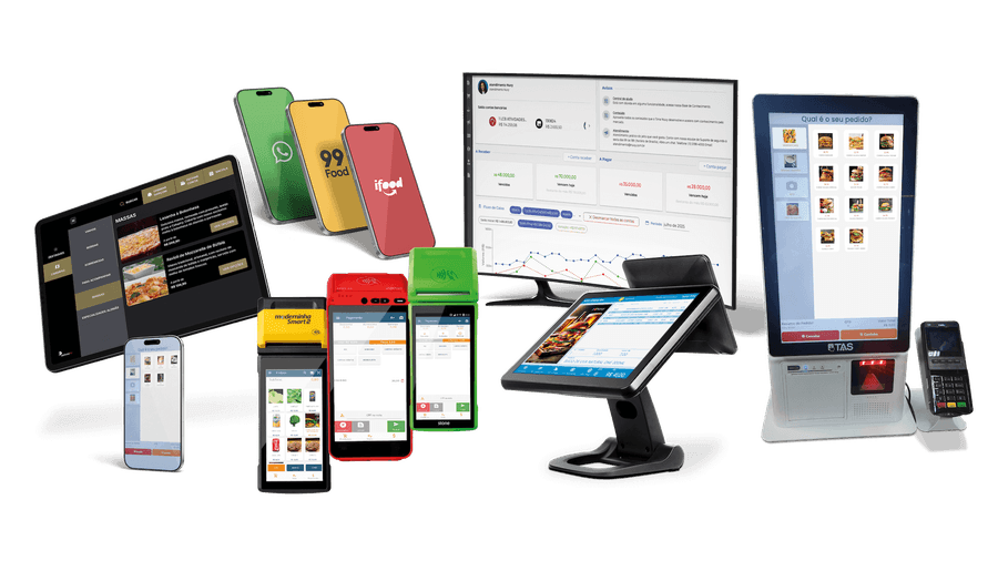 Dispositivos Nuvy PDV Food: tablet, smartphones, maquininhas, PDV, totem e TEF
