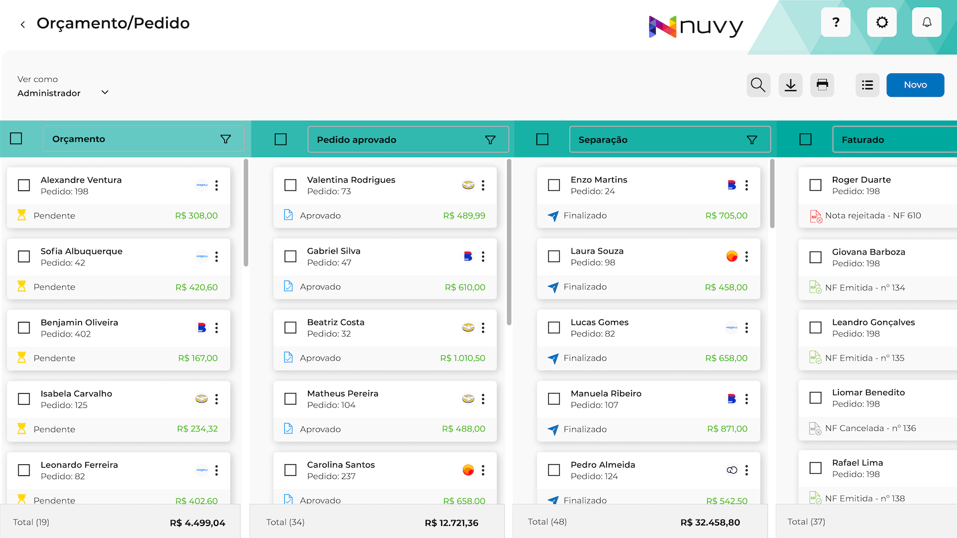 Nuvy ERP - Orçamento e Pedido com IA
